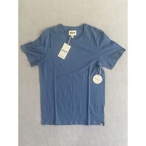 Pact Softspun Crew Neck T Shirt Mens Small Blue Organic Cotton Logo Standard Fit